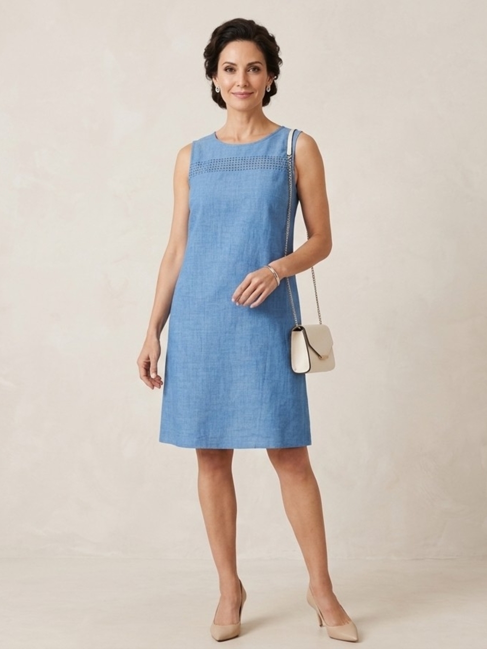 Size XL For Women Sleeveless Light Blue Shift Dress
